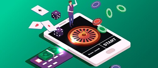 Animated online casino on mobile.