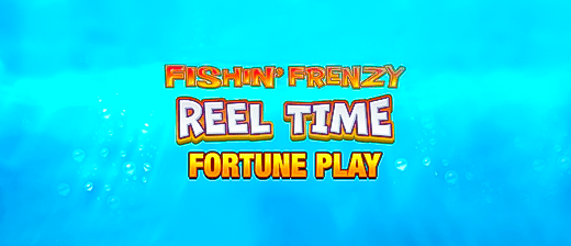 "Fishin' Frenzy: Reel Time Fortune Play" slot game's logo.