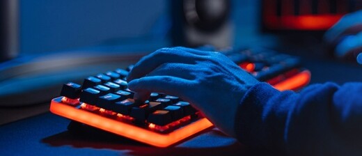 A modern backlit desktop keyboard.